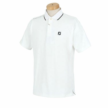 フットジョイ FootJoy　メンズ ロゴデザイン ジャガード メッシュ衿 半袖 ポロシャツ FJ-S24-S03　2024年モデル ホワイト（81818）
