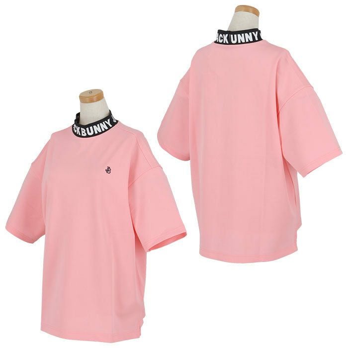 ジャックバニー Jack Bunny!!　レディース ロゴジャガード メッシュ生地 ストレッチ 半袖 ドルマンスリーブ モックネックシャツ 263-4167526　2024年モデル 詳細2