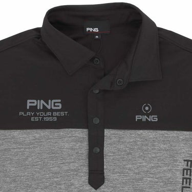 ピン PING　メンズ ロゴプリント メッシュ鹿の子 バイカラー 半袖 ポロシャツ 621-4160311　2024年モデル 詳細3
