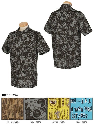 ピン PING　メンズ 総柄プリント ストレッチ 半袖 ハイネックシャツ 621-4167303　2024年モデル 詳細2