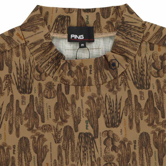 ピン PING　メンズ 総柄プリント ストレッチ 半袖 ハイネックシャツ 621-4167303　2024年モデル 詳細3