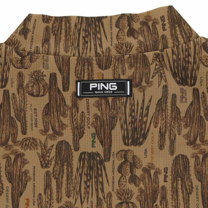 ピン PING　メンズ 総柄プリント ストレッチ 半袖 ハイネックシャツ 621-4167303　2024年モデル 詳細4