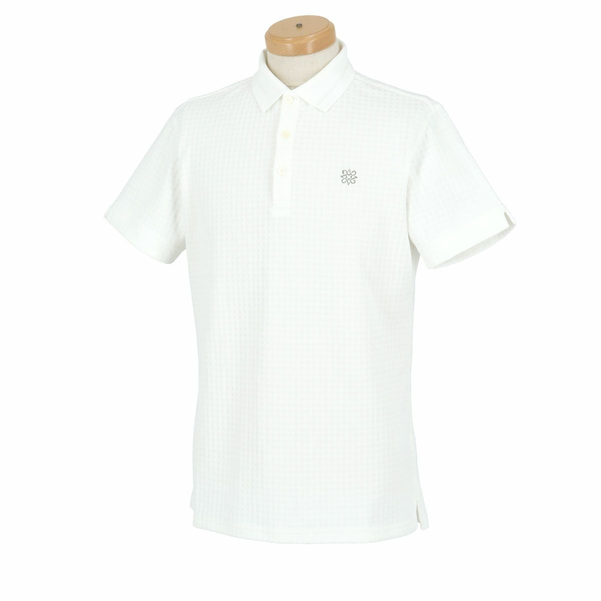 セントアンドリュース St ANDREWS　メンズ ロゴ刺繍 ギンガムジャガード 半袖 ポロシャツ 042-4160551　2024年モデル ホワイト（030）