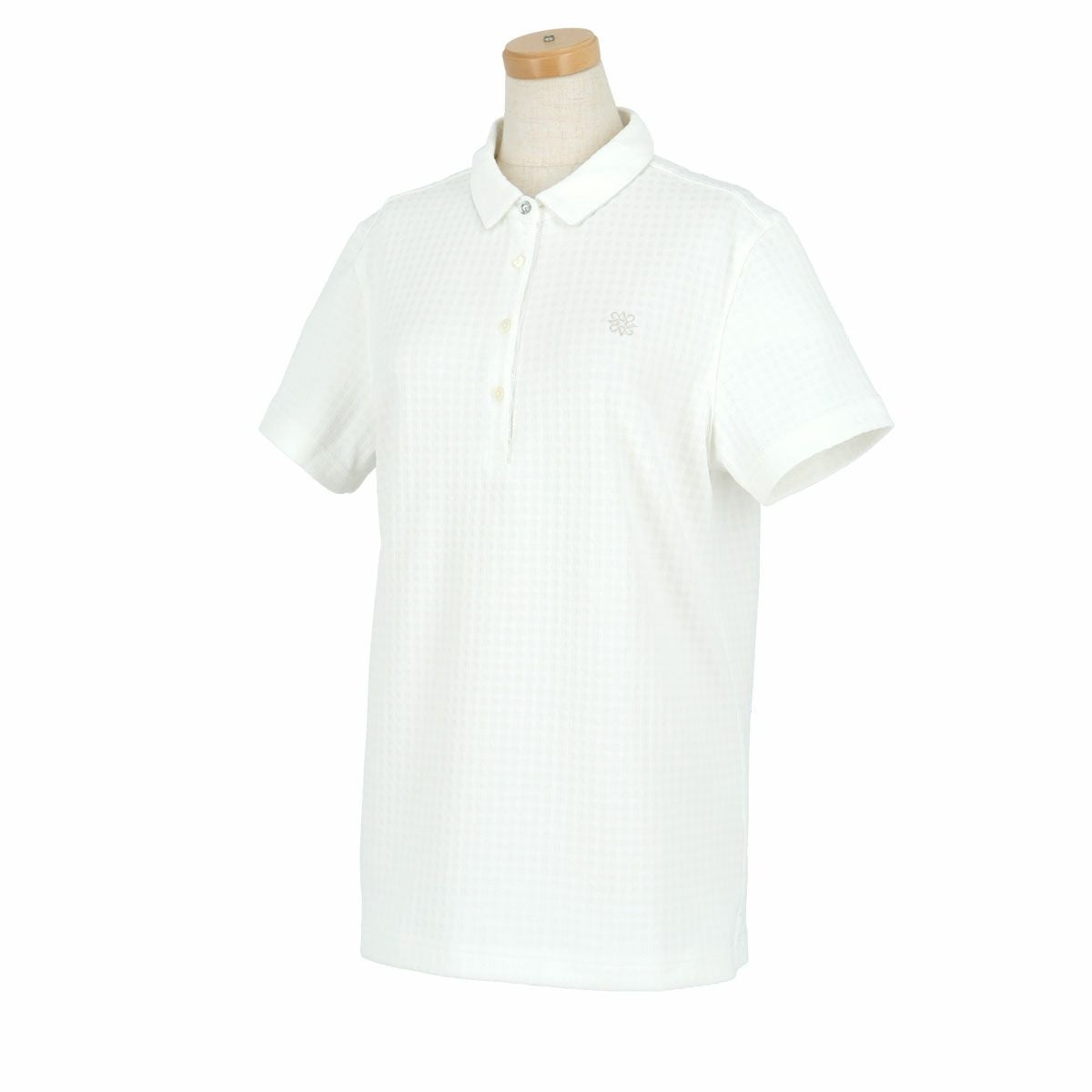 セントアンドリュース St ANDREWS　レディース ロゴ刺繍 ギンガムジャガード 半袖 ポロシャツ 043-4160552　2024年モデル ホワイト（030）