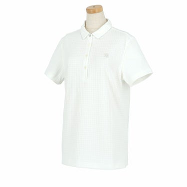 セントアンドリュース St ANDREWS　レディース ロゴ刺繍 ギンガムジャガード 半袖 ポロシャツ 043-4160552　2024年モデル ホワイト（030）