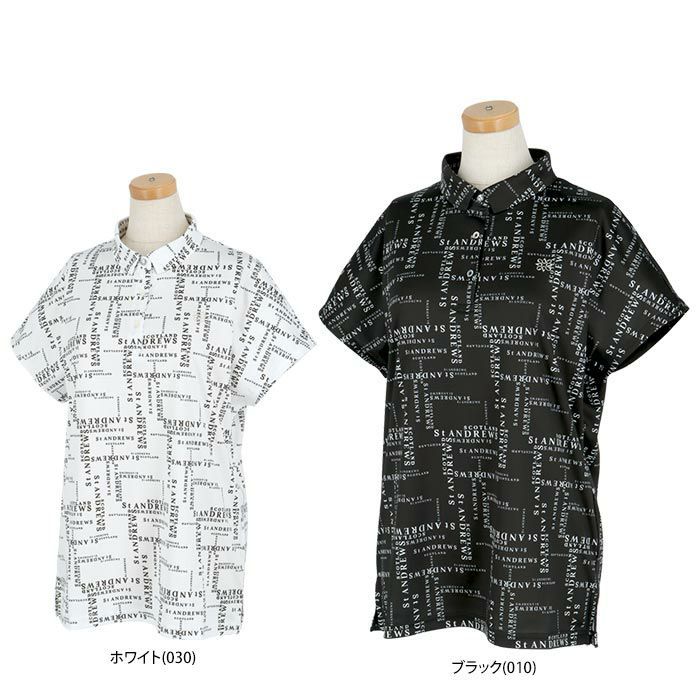 セントアンドリュース St ANDREWS　レディース 総柄 ロゴプリント 半袖 ポロシャツ 043-4160556　2024年モデル 詳細1