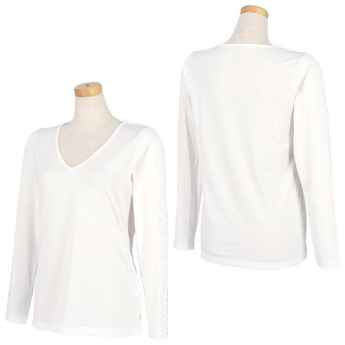 アンパスィ and per se　レディース ロゴプリント ストレッチ 長袖 Vネック インナーシャツ AFS6814W1　2024年モデル 詳細2