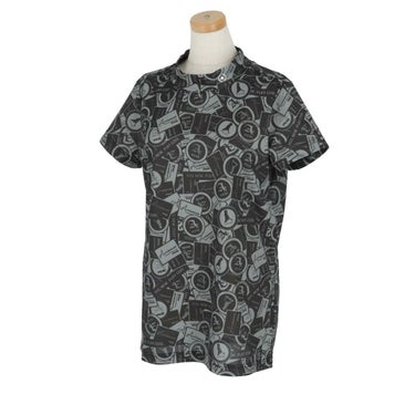 ピン PING　レディース ロゴデザイン 総柄プリント ストレッチ 半袖 ハイネックシャツ 622-4167300　2024年モデル グレー（020）