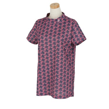 ピン PING　レディース ロゴデザイン 総柄プリント ストレッチ 半袖 ハイネックシャツ 622-4167300　2024年モデル ピンク（090）