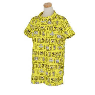 ピン PING　レディース ロゴデザイン 総柄プリント ストレッチ 半袖 ハイネックシャツ 622-4167300　2024年モデル イエロー（060）