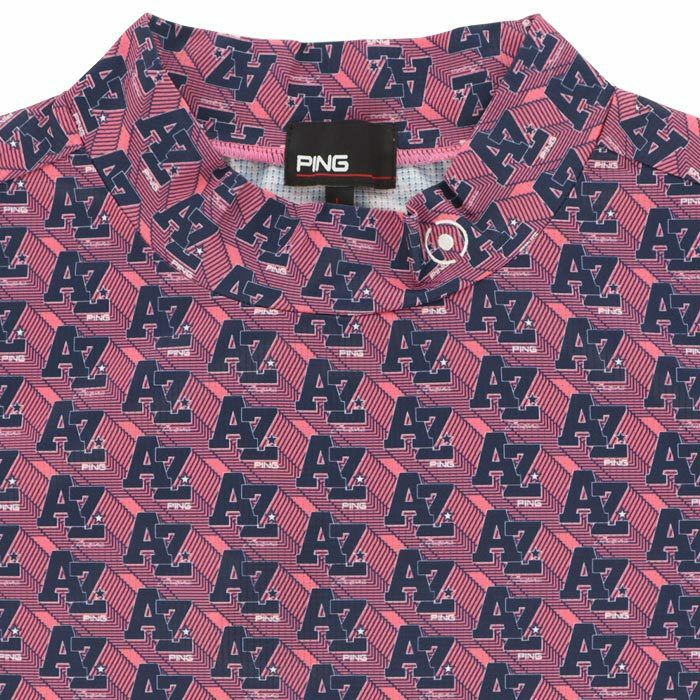 ピン PING　レディース ロゴデザイン 総柄プリント ストレッチ 半袖 ハイネックシャツ 622-4167300　2024年モデル 詳細2
