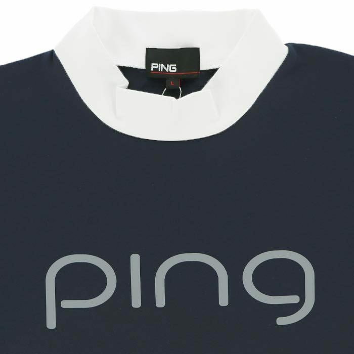 ピン PING　レディース ロゴプリント 配色切替 ストレッチ 半袖 ハイネックシャツ 622-4167310　2024年モデル 詳細3