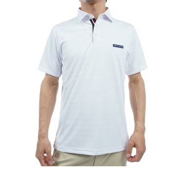 トミー ヒルフィガー ゴルフ　メンズ ロゴジャカード 総柄 半袖 ポロシャツ THMA413　2024年モデル ホワイト（00）