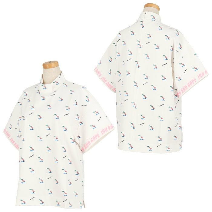 ジュン アンド ロペ JUN ＆ ROPE　レディース フラミンゴ柄 クーリング 半袖 モックネック プルオーバー ERM34000　2024年モデル 詳細1