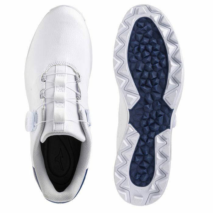 ミズノ MIZUNO　ウエーブハザード アクア ボア メンズ スパイクレス ゴルフシューズ 51GM2470 01 ホワイト×レッド　2024年モデル 詳細1