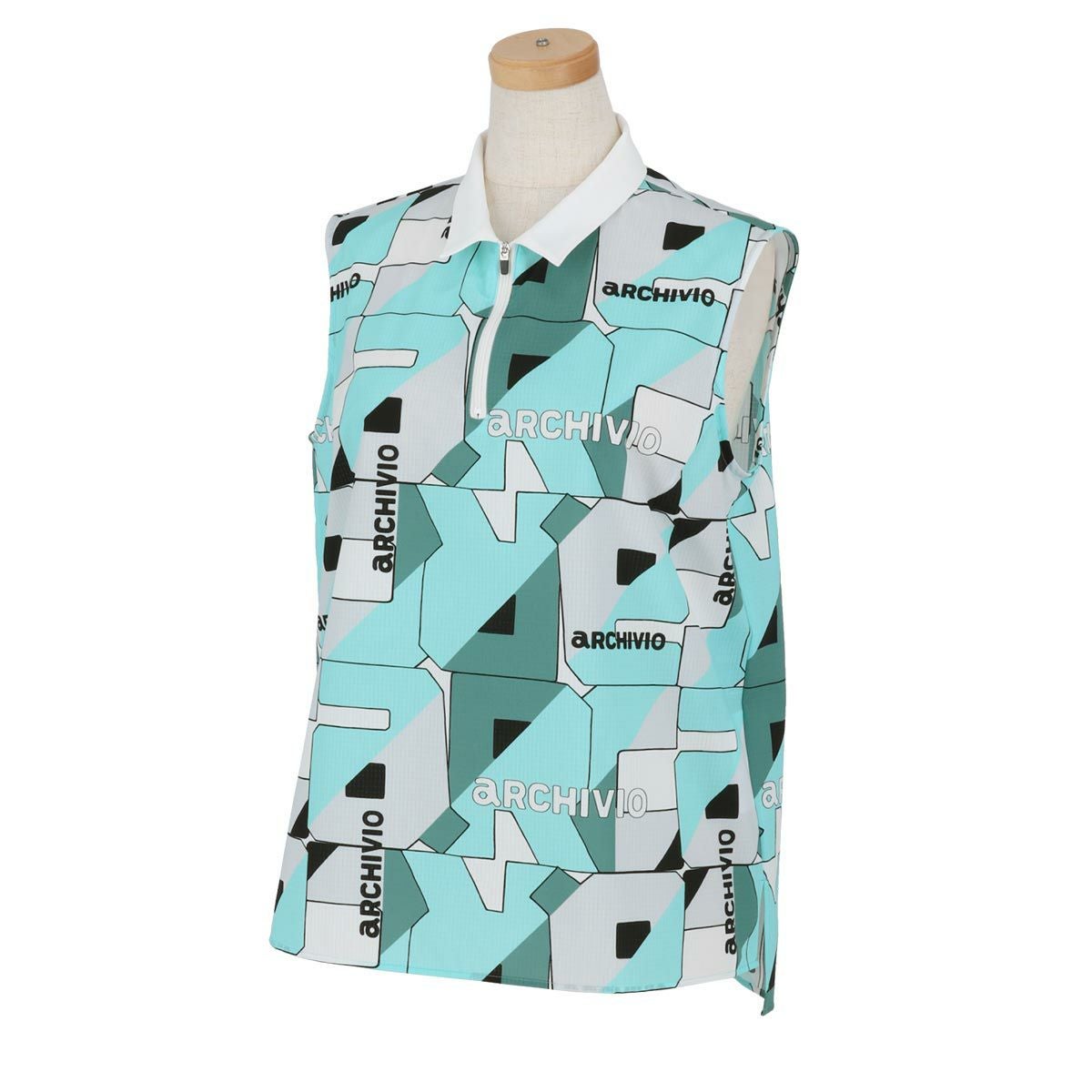 アルチビオ archivio レディース 総柄 ドットエア 撥水 ノースリーブ ハーフジップ シャツ A355502 2024年モデル