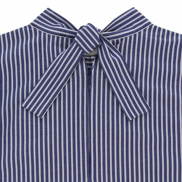 アルチビオ archivio　レディース ストライプ柄 接触冷感 フレアスリーブ 変形衿 バックリボン プルオーバー A359512　2024年モデル 詳細4