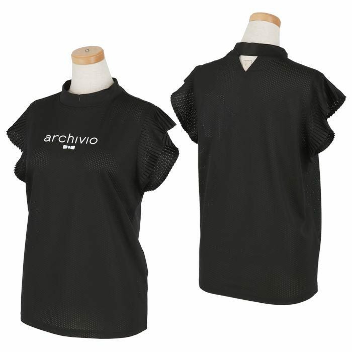 アルチビオ archivio　レディース メッシュ生地 撥水 プリーツ フレンチスリーブ 変形衿 プルオーバー A359605　2024年モデル 詳細2