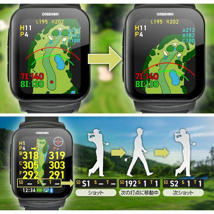 グリーンオン ザ・ゴルフウォッチ THE GOLF WATCH GS501 腕時計型 GPS