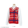 カッパ Kappa　レディース ロゴワッペン チェック柄 Vネック ニット ベスト KC662SW61