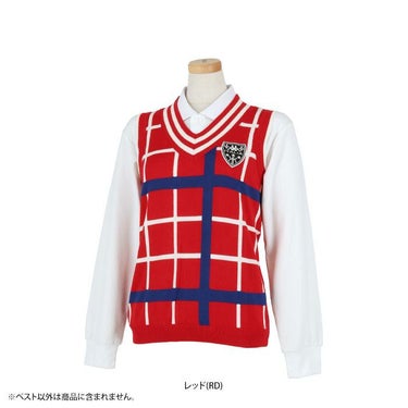 カッパ Kappa　レディース ロゴワッペン チェック柄 Vネック ニット ベスト KC662SW61 詳細1