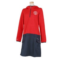 カッパ Kappa　レディース ロゴワッペン 生地切替 長袖 フード付き ハーフジップ ワンピース KG562OP71