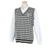 カッパ Kappa　レディース ロゴ刺繍 チェック柄 ハウンドトゥース Vネック ニット ベスト KG562VE62 詳細2