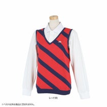 カッパ Kappa レディース ロゴ刺繍 ストライプ柄 Vネック ニット ベスト KGWD3T01