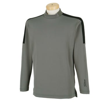 タイトリスト Titleist　メンズ 防風 ストレッチ 配色切替 長袖 リブ衿 モックネックシャツ TKPMT303J　2023年モデル チャコール（05）