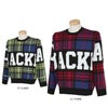 ジャックバニー Jack Bunny!!　メンズ タータンチェック柄 ビッグロゴジャカード 長袖 クルーネック セーター 262-4270045　2024年モデル