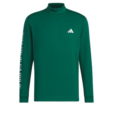 アディダス adidas　メンズ ULTIMATE365 ロゴプリント ストレッチ 長袖 モックネックシャツ JTY67　2024年モデル カレッジグリーン（IM6408）