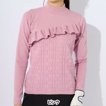 マリクレール marie claire　レディース フリル 切替デザイン ロゴジャカード 長袖 モックネック セーター 733-771　2023年モデル