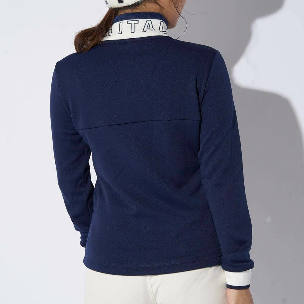 フィラ FILA　レディース 配色切替 裏起毛 ロゴプリント ストレッチ 長袖 ハーフジップシャツ 794-504　2024年モデル 詳細2