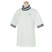 ユナイテッドアローズゴルフ　レディース ヘリンボン柄 ライン使い 半袖 リブ衿 モックネックシャツ 6017-699-0091　2024年モデル