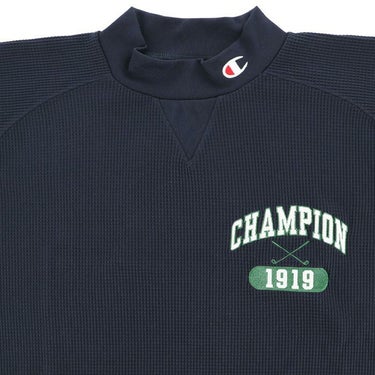 チャンピオンゴルフ ChampionGOLF　メンズ ロゴ刺繍 ワッフル生地 ストレッチ 長袖 ラグランスリーブ モックネックシャツ C3-AG407　2024年モデル 詳細3
