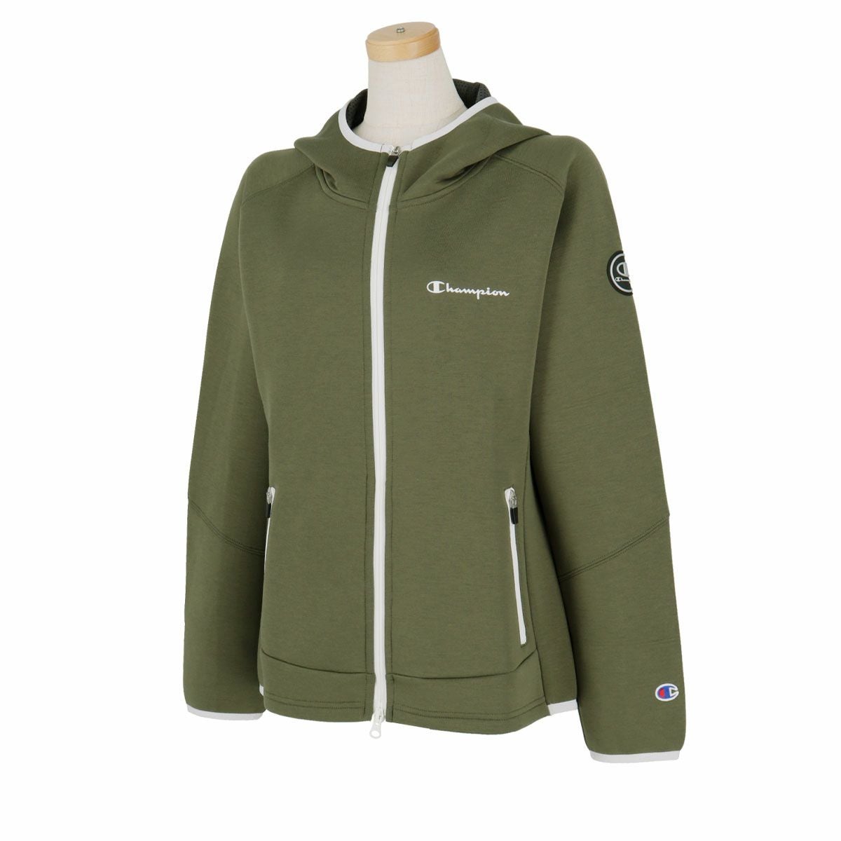 チャンピオンゴルフ ChampionGOLF　レディース 撥水 ロゴデザイン スウェット 長袖 ラグランスリーブ フルジップ フーディー CW-AG102　2024年モデル 詳細2