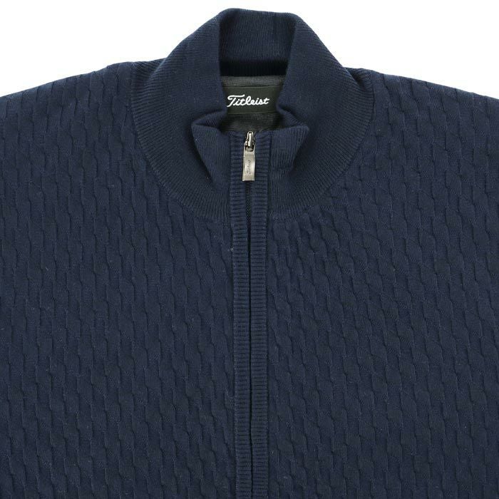 タイトリスト Titleist　メンズ 防風 ストレッチ 編地柄 長袖 裏地付き フルジップ セーター TLPMK331J　2024年モデル 詳細3