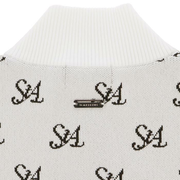 セントアンドリュース St ANDREWS　メンズ 総柄 ロゴジャガード 長袖 ニット フルジップ ブルゾン 042-4272051　2024年モデル 詳細4