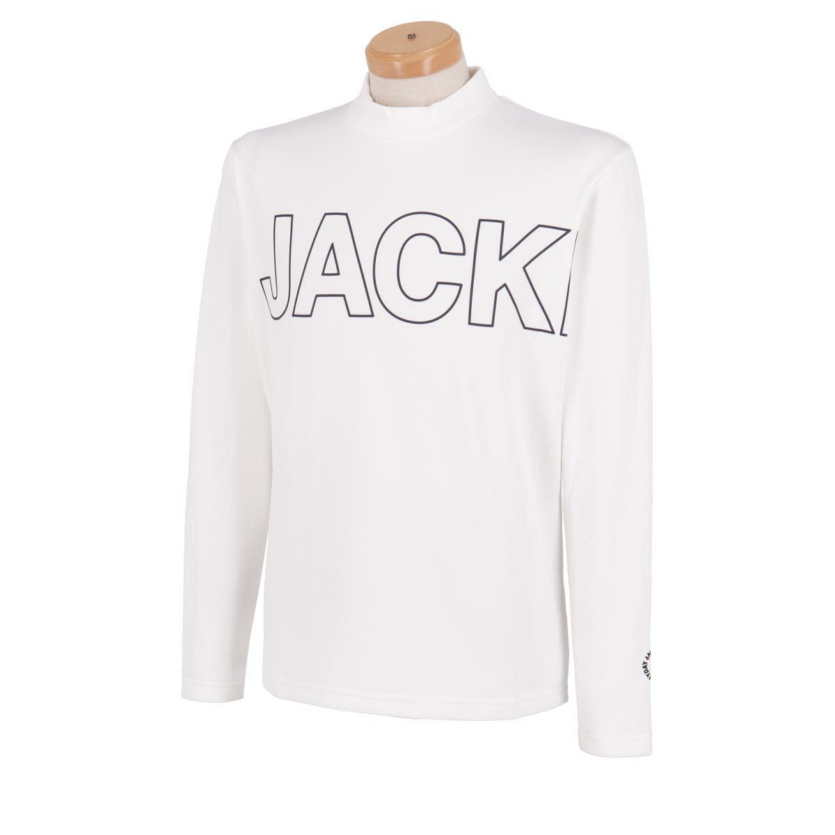 ジャックバニー Jack Bunny!!　メンズ 軽量 アウトラインロゴプリント 裏起毛 ストレッチ 長袖 モックネックシャツ 262-4266121　2024年モデル ホワイト（030）