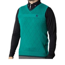 フットジョイ FootJoy　メンズ ロゴ刺繍 ダイヤ柄 編地切替 Vネック ニット ベスト FJ-F24-M10　2024年モデル
