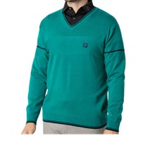 フットジョイ FootJoy　メンズ ロゴ刺繍 編地切替 長袖 Vネック セーター FJ-F24-M11　2024年モデル