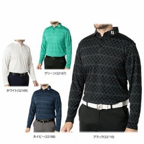 フットジョイ FootJoy メンズ ロゴジャカード ボーダー柄 ストレッチ 長袖 ポロシャツ FJ-F24-S13 2024年モデル
