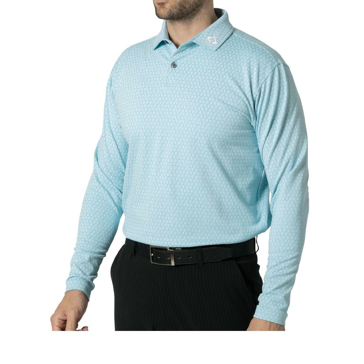 フットジョイ FootJoy メンズ 総柄プリント 裏起毛 4WAYストレッチ 長袖 ポロシャツ FJ-F24-S18 2024年モデル