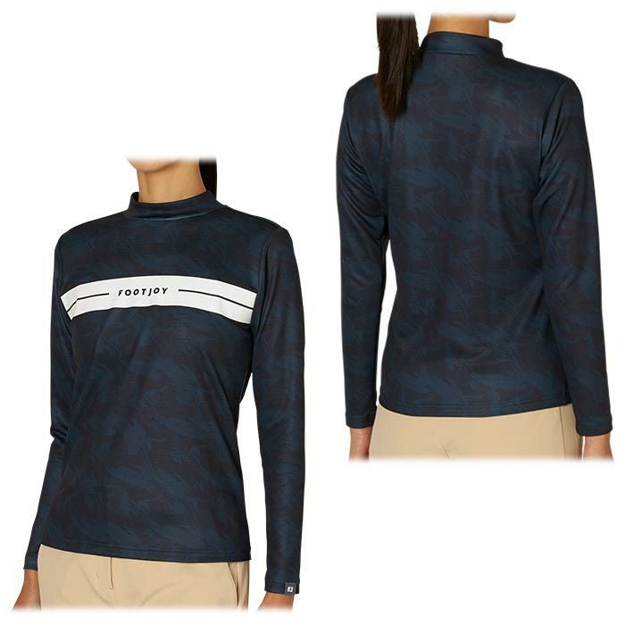 フットジョイ FootJoy　レディース 総柄プリント 配色切替 ストレッチ 長袖 モックネックシャツ FJW-F24-S04　2024年モデル 詳細6