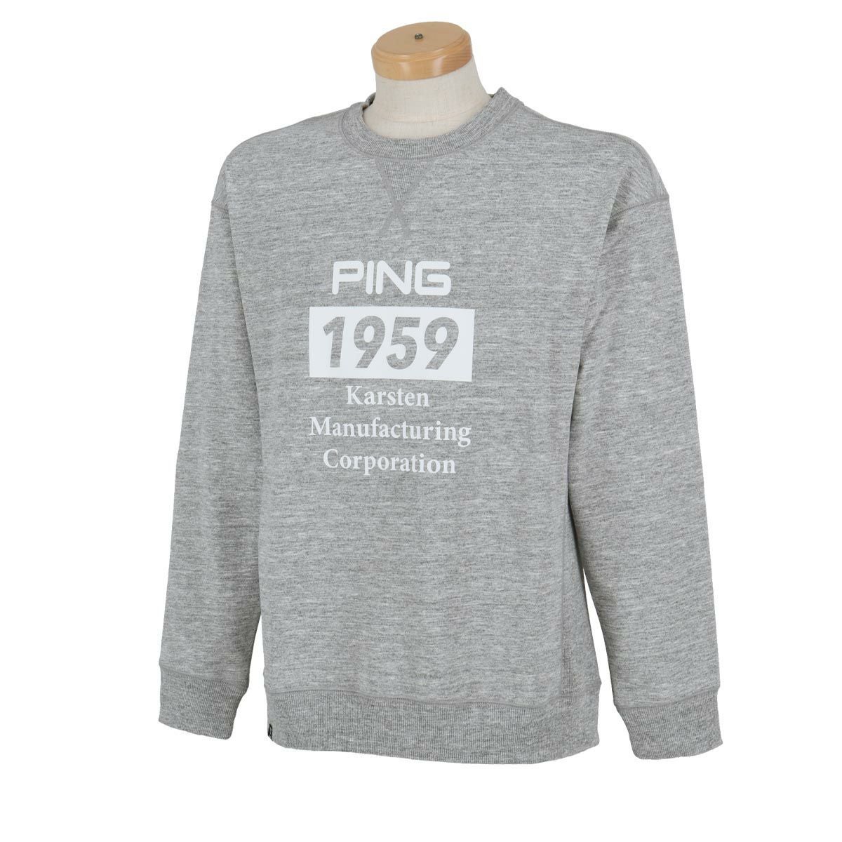 ピン PING　メンズ ロゴプリント スウェット 長袖 クルーネック プルオーバー 621-4262901　2024年モデル グレー（021）