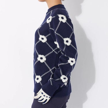 マリクレール marie claire　レディース ロゴジャガード 花柄 パイル編み 長袖 クルーネック セーター 734-721　2024年モデル 詳細4