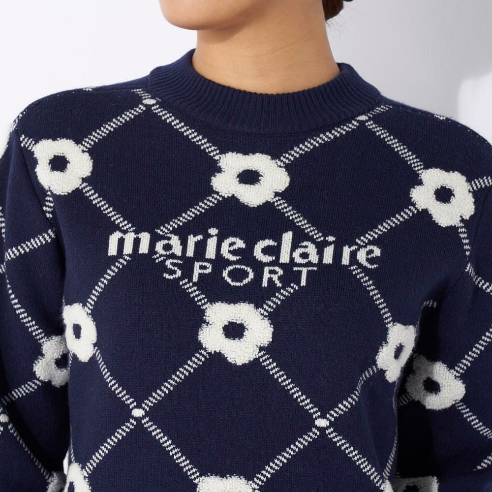 マリクレール marie claire　レディース ロゴジャガード 花柄 パイル編み 長袖 クルーネック セーター 734-721　2024年モデル 詳細5