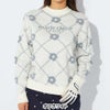 マリクレール marie claire　レディース ロゴジャガード 花柄 パイル編み 長袖 クルーネック セーター 734-721　2024年モデル オフホワイト（OWT）
