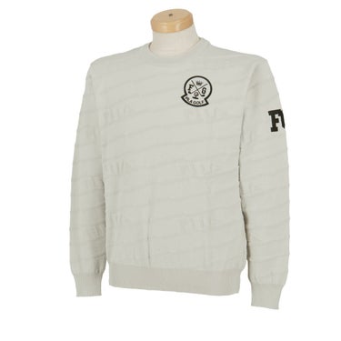 フィラ FILA　メンズ ロゴデザイン ボーダー柄 ジャガード 長袖 クルーネック セーター 784-701　2024年モデル ライトグレー（LGY）