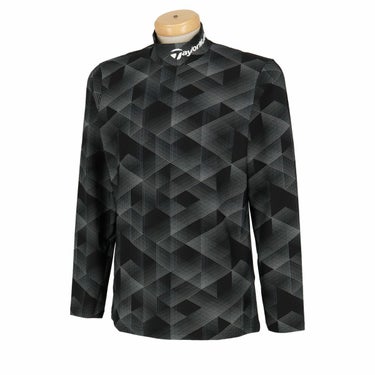 テーラーメイド TaylorMade　メンズ UVケア グラフィックプリント 総柄 長袖 モックネックシャツ UN324　2024年モデル ブラック（U26664）
